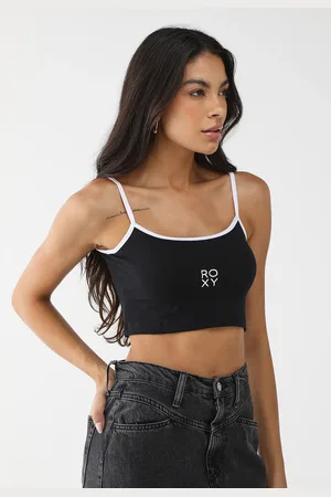 Roxy Regata Cropped Ajustada Logo Preta