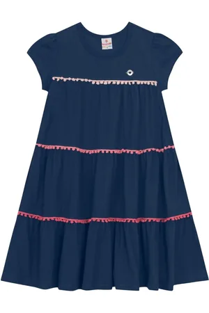 Brandili Infantil - Vestido menina três marias com pompons