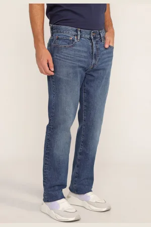 GAP Calça Jeans Reta Estonada Azul-Marinho