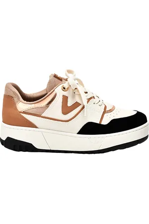 VIA MARTE Tênis Feminino Marfim Preto Bronze Moda