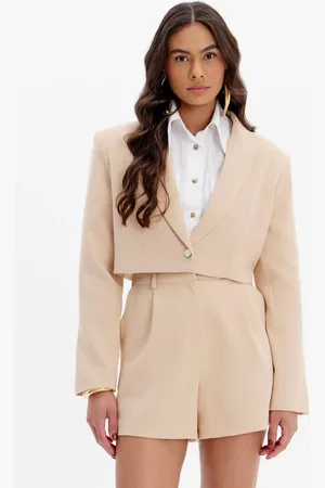 LANCA PERFUME Blazer Cropped Manga Longa Com Botão