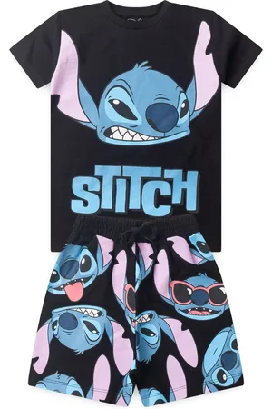 Disney Infantil - Conjunto Masculino Bermuda e Camiseta Stitch