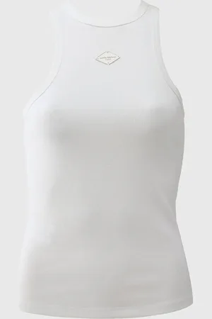 LANCA PERFUME Regata Canelada Ajustada Nadador com Logo Branca