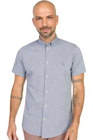 Reserva Camisa Masculina Manga Curta Oxford Color Royal Mescla