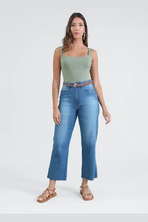 Pop Me Calça Jeans Cropped Com Cinto