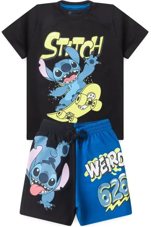Disney Infantil - Conjunto Masculino Camiseta e Bermuda Stitch