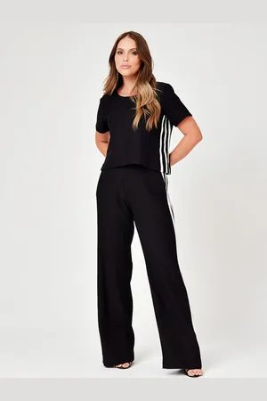 Mamorena Conjunto Blusa e Calça em Liocel com Detalhes de Faixas Laterais