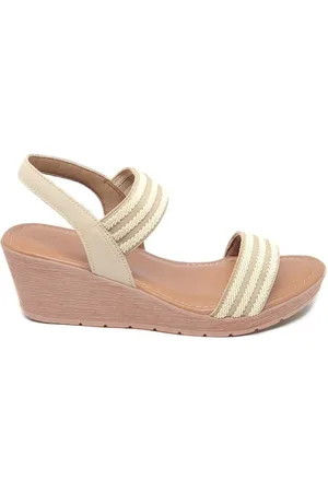 USAFLEX Sandália Plataforma Feminina Anabela Tiras Elásticas