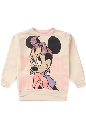 Disney Infantil - Casaco Feminino em Moletom Off White Minnie