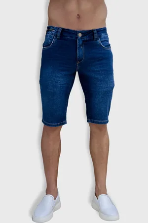 Revanche Bermuda Jeans Com Bordado No Bolso Masculina Nyeri