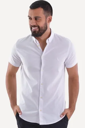 Reserva Camisa Masculina Manga Curta Oxford Color Branca