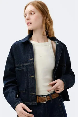 Hering Jaqueta Jeans Feminina Com Pregas