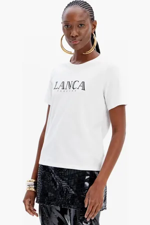 LANCA PERFUME Camiseta Curta Name Ou25 Off White Feminino