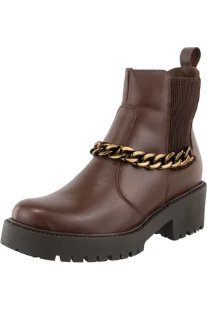 Agnes Veronez Bota Chelsea Coturno Couro Elastico Tratorado Corrente Cano Medio Café