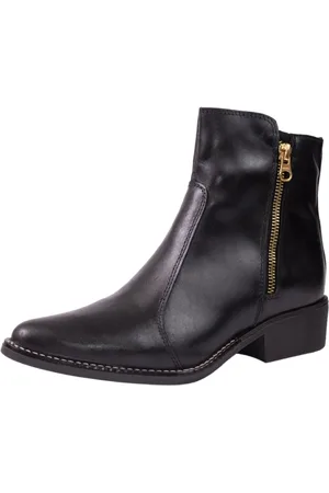 KUENTO SHOES Bota Feminina Cano Baixo Bico Fino Couro