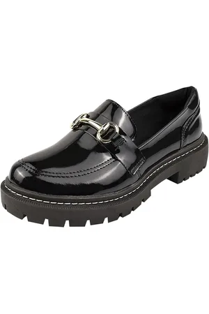 Rosa Chic Calçados Mocassim Sola Plataforma Tratorado Vintage Preto