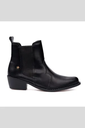 Menina Fashion Infantil - Bota Menina Chelsea Bordada Bico Fino Salto Bloco