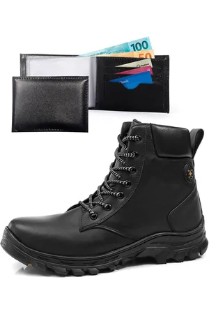 BREFFER Bota Coturno Masculina Adventure Tratorada + Carteira Básica Café 37