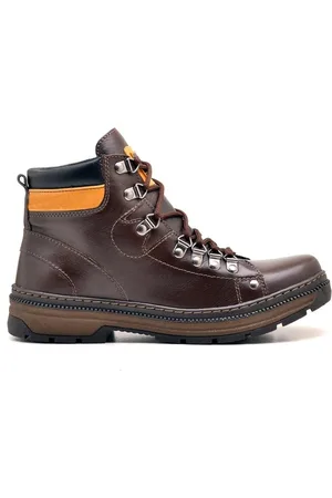 FRANCA Coturno Casual Bota Adventure Couro Masculina Cano Médio Atacador Solado Borracha Antiderrapante Resistente Confortável