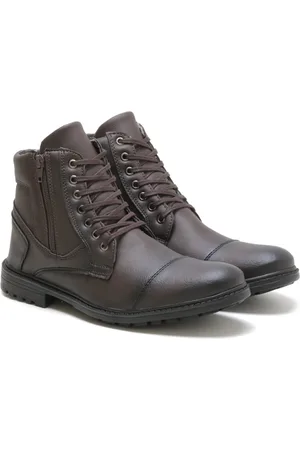 Nine4 Bota Coturno Masculino Dia a Dia Estiloso Cano Médio Café