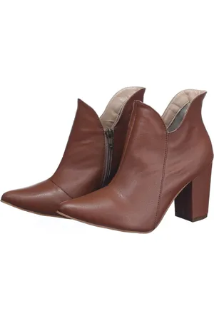 Flor da Pele Bota Feminina Cano Curto Salto Grosso Napa