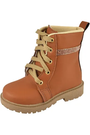 Art-C Infantil - Bota Coturno Menina Moda Brilho Inverno Cadarço Sola Tratorada