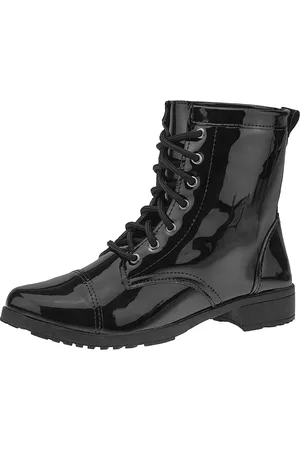Angipé Bota Cano Curto Feminino Coturno Bota Feminina Verniz