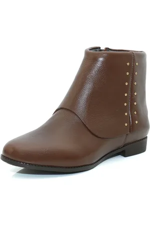 KUENTO SHOES Bota Cano Curto Feminina em Couro Chocolate