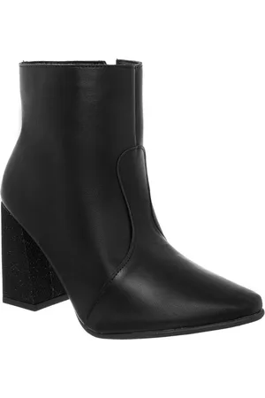 Stessy Shoes Bota Feminina Strass Bico Quadrado Salto Alto Confortável