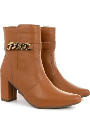 ALICIA Bota Bico Fino Salto Fashion Com Corrente Confortável Olzzy BF-0153