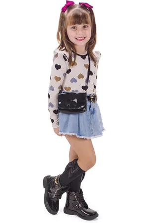 Angipé Infantil - Kit Coturno Feminino Meia 3/4 Feminina Bolsa E Cinto Menina