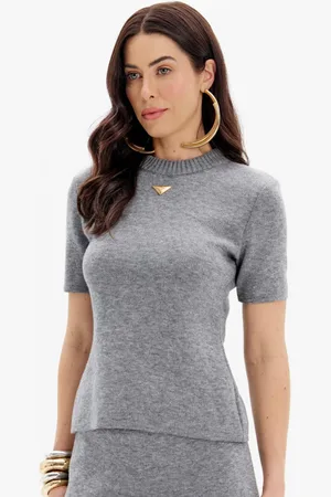LANCA PERFUME Blusa Tricot Manga Curta Ou25 Feminino