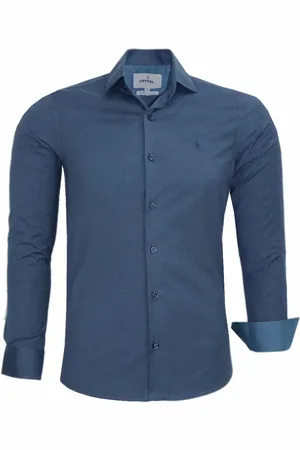 Amil Camisa Manga Longa Nobel Modelagem Slim Tecido Misto Com Elastano Passa Fácil 1872 Marinho