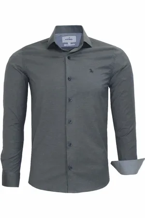 Amil Camisa Manga Longa Nobel Modelagem Slim Tecido Misto Com Elastano Passa Fácil 1872 Chumbo