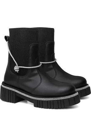 Santa Rosa Bota Coturno Feminino Meia Knit Detalhe Brilho