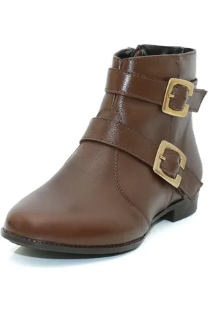 KUENTO SHOES Bota Cano Curto Feminina Couro Chocolate