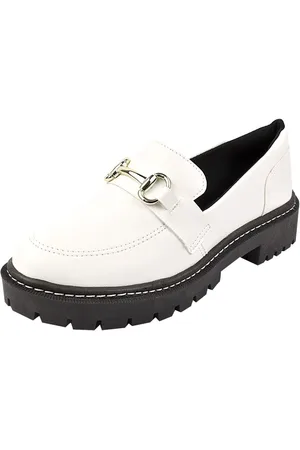 Rosa Chic Calçados Mocassim Sola Plataforma Tratorado Vintage Branco