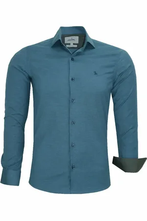 Amil Camisa Manga Longa Nobel Modelagem Slim Tecido Misto Com Elastano Passa Fácil 1872 Petróleo