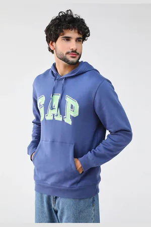GAP Blusa de Moletom Flanelada Fechada Reta Quiet Blue Azul