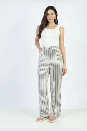 Gazzy Calça Alfaiataria Listrada Linho Misto P