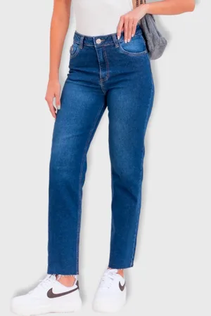 Revanche Calça Jeans Reta Com Barra A Fio Feminino Lozoya