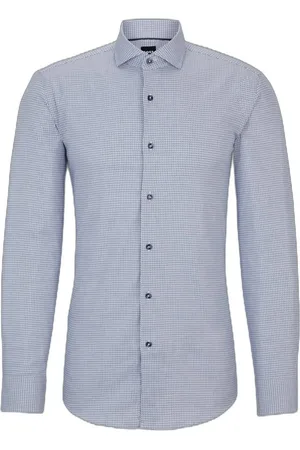 HUGO BOSS Camisa De Corte Ajustado Em Algodão Elástico Estruturado -Claro - 45
