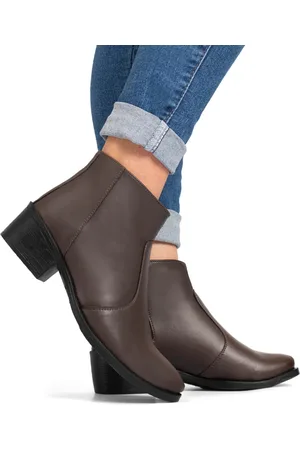 BREFFER Bota Feminina Cano Curto Zíper Lateral Moderna Confortável