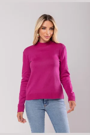 Salvatore Fashion Blusa Feminina Tricot Gola Alta Manga Longa Lisa Salvatore