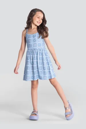 Brandili Infantil - Vestido Menina Quadriculada Com Flores