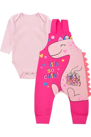 PiftPaft Infantil - Macacão Jardineira em Moletom + Body Manga Longa