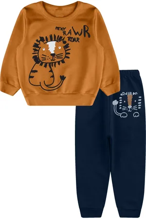 PiftPaft Infantil - Conjunto Moletom felpudo Blusão e calça Leão