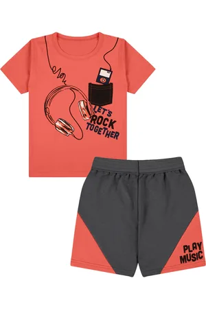 PiftPaft Infantil - Conjunto Masculino curto Menino Camiseta e Shorts