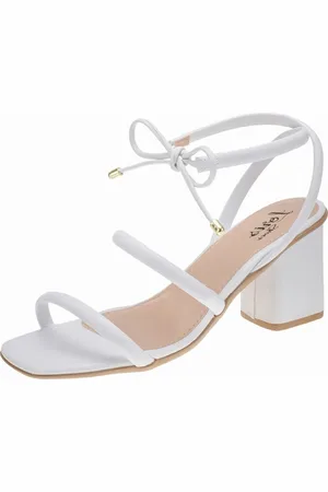 LÓRIS SHOES Sandália Feminina Lóris Salto Bloco Quadrado Atual Branca Blogueira