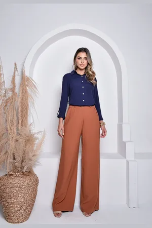 Crorela Calça Pantalona Caramelo
